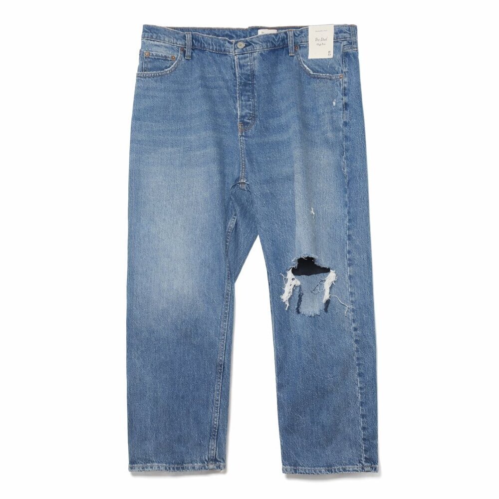 NWT ABERCROMBIE AND FITCH High Rise Dad Distressed Jeans Plus Size 36/22s Short